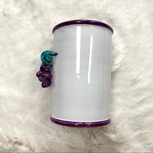 Italian Ceramic Utensil Holder Crock Handmade Rustic Farmhouse Style - Picture 4 of 9